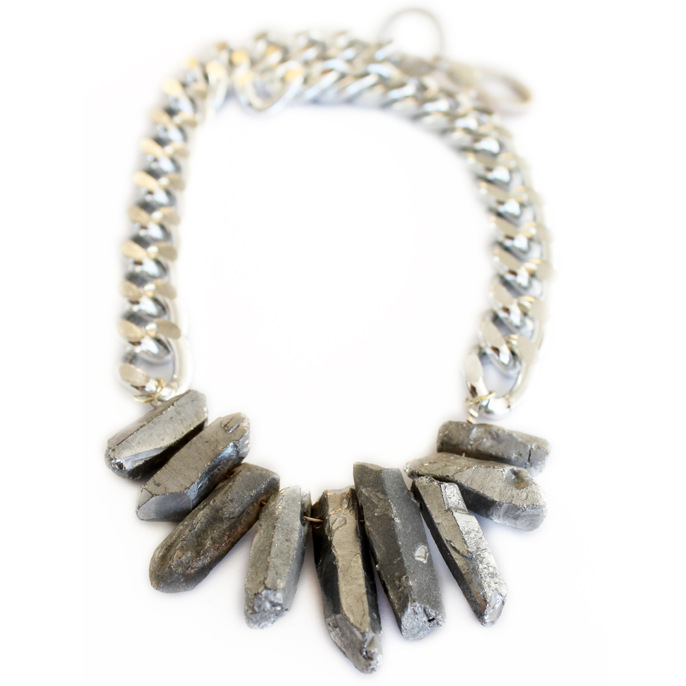 silver designer necklace crystal quartz statement necklace new zealand jewellery 