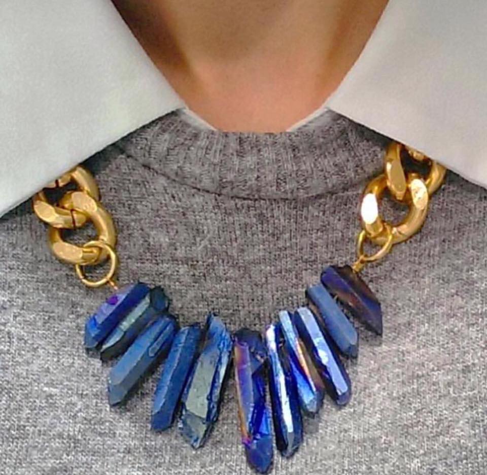 casual glam street style crystal statement necklace