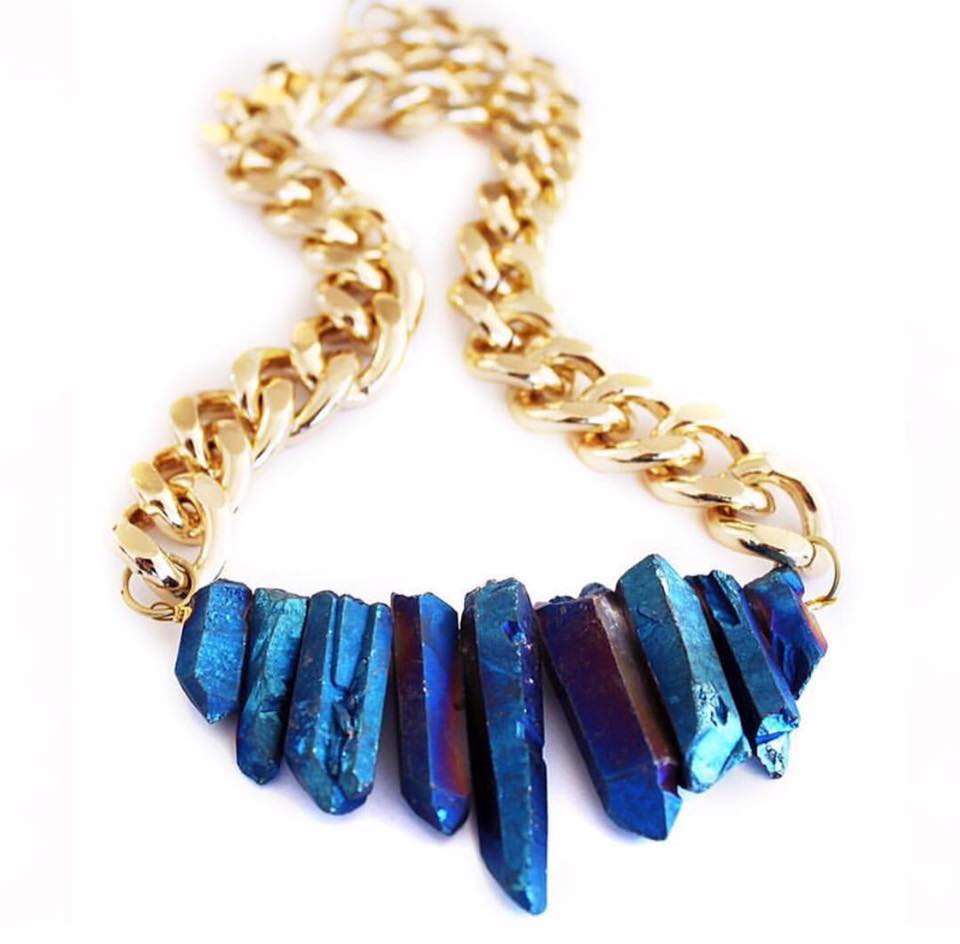 Shh by Sadie British designer statement necklace crystal quartz