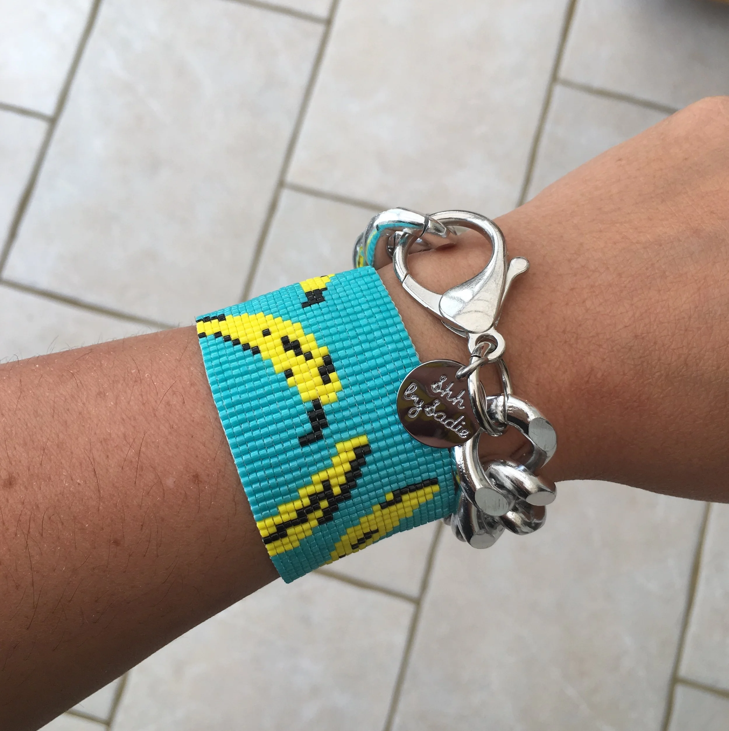 Banana print bracelet colourful resort wear