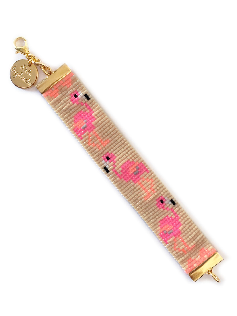 flamingo bracelet neon pink handmade by shh by sadie
