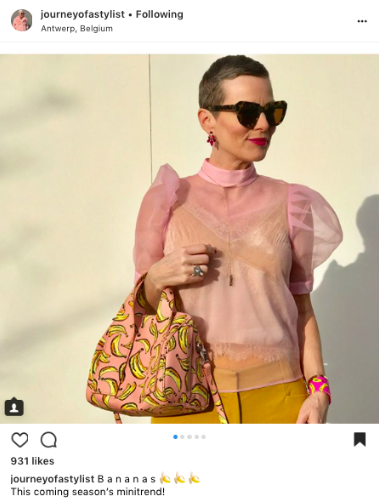 journeyofastylist fashion blogger wearing banana print trend