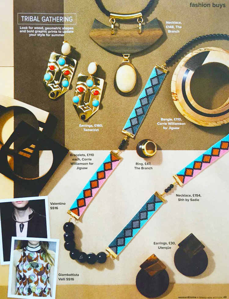 Shh by Sadie Miami Nights statement necklace in Woman and Home magazine