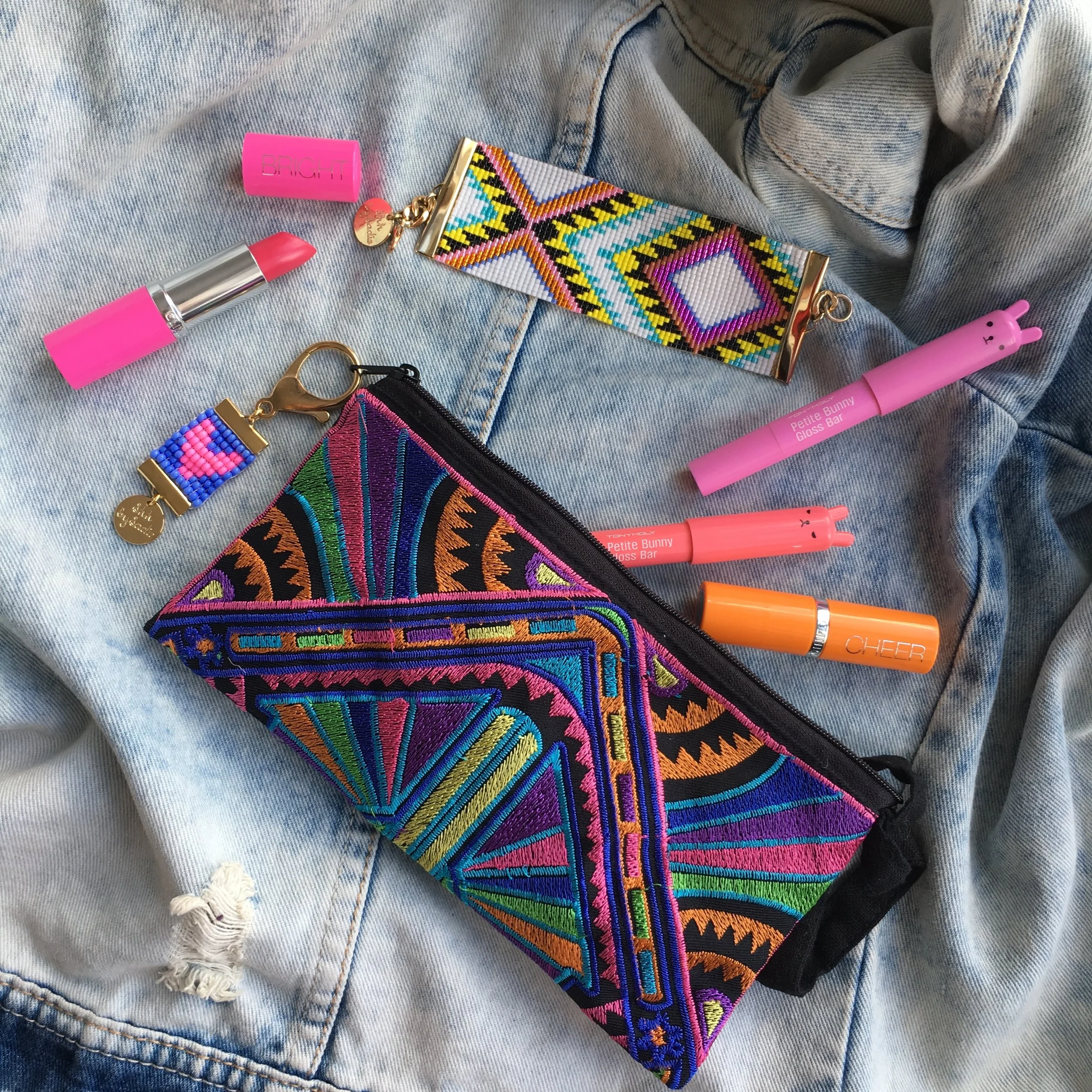 Colourful festival style clutch bag Shh by Sadie