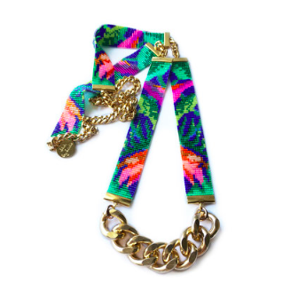 tropical print jungle print necklace