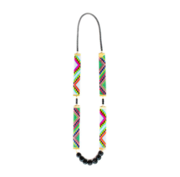 Long layering necklace tribal print resort wear festival style