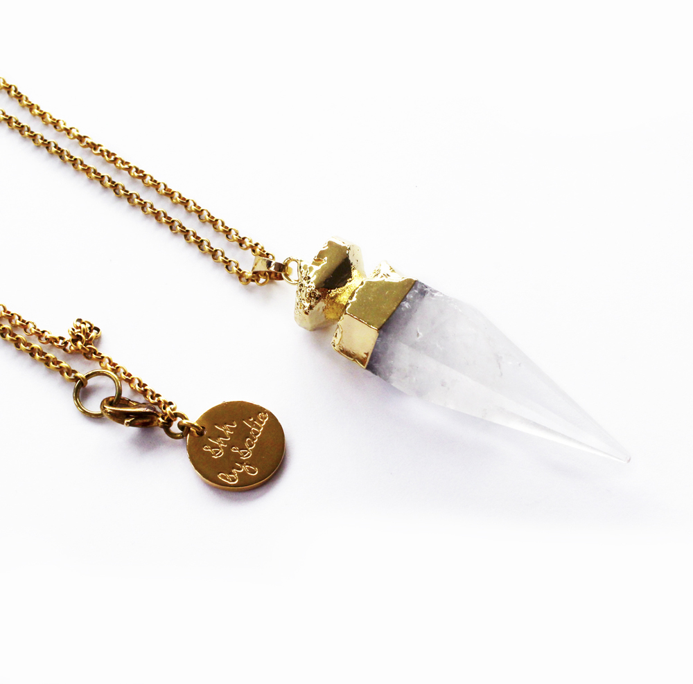 Glow crystal quartz point necklace crystal jewellery UK