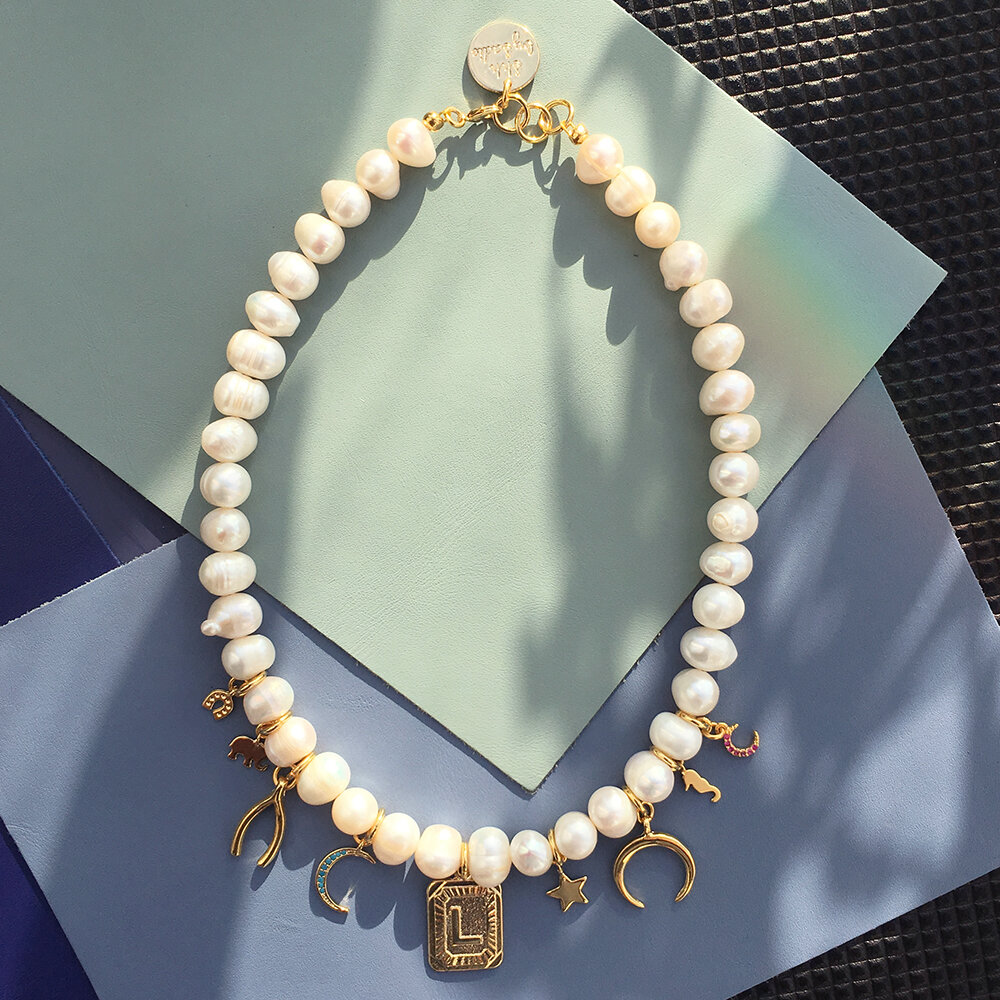 Baroque Pearls Initials Sailor Necklace | Personalised | Malu Maiese