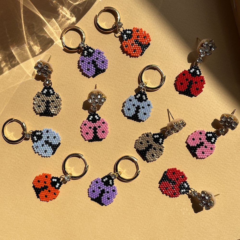 red ladybird earrings pink ladybug earrings