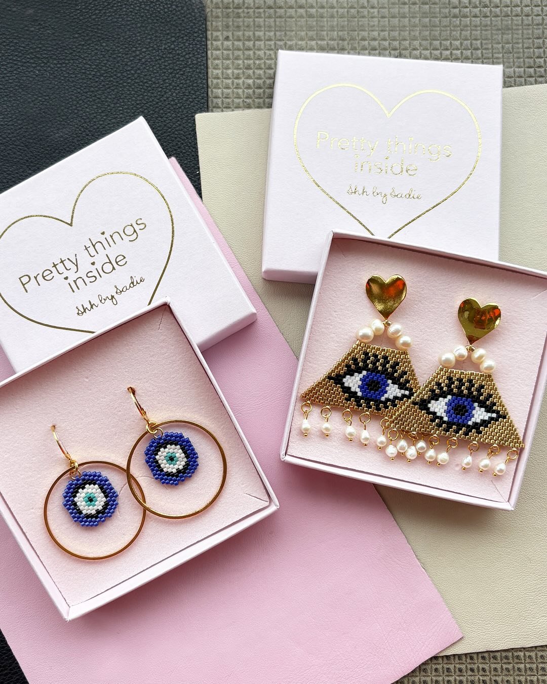 Another custom order that I made just before Craft Festival 🧿 a pair of earrings with a Greek eye and set in a hoop like the Shh Daisy Hoops&hellip;of course I had to take a few photos of them with my new Lover&rsquo;s Eye earrings which will be lis