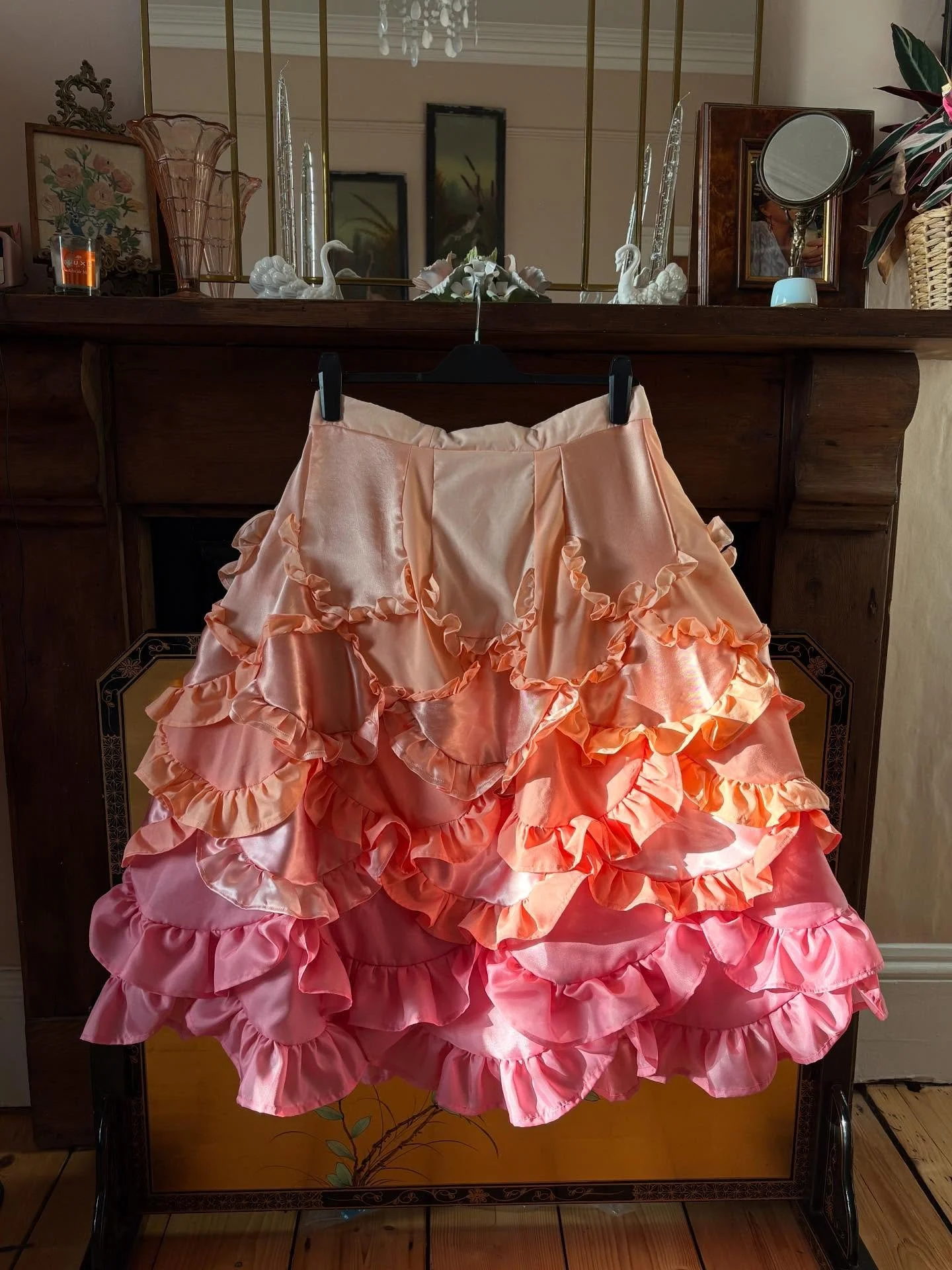 She&rsquo;s finished 🥰😍💕 The #infinityskirt by @roberts.wood made entirely from scrap fabrics in the most delicious pink peach colours. I started it last Saturday so it took about a week on and off. I bought the fabrics from Tavistock Scrapstore a