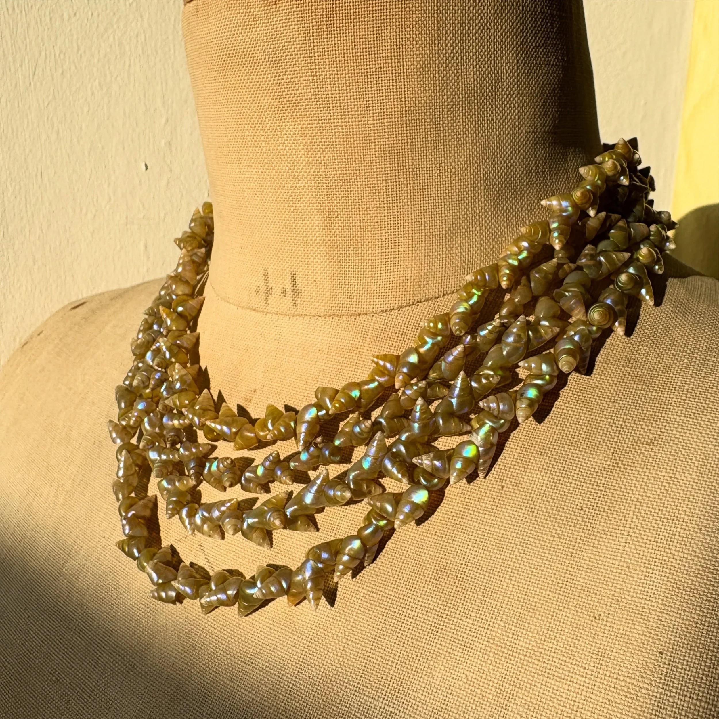 Maireener shells&hellip;again 😍 I&rsquo;ve just restrung three of these antique shell beauties so that they can be worn and loved and spread the shimmer once again 🥰 Look how the colour changes depending what light they get. You know how much I lov