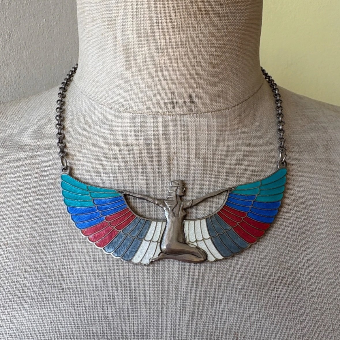 [SOLD] This stunning winged Isis Egyptian Revival statement necklace that I recently found at the Amiens Rederie has found its new home 😍🥰