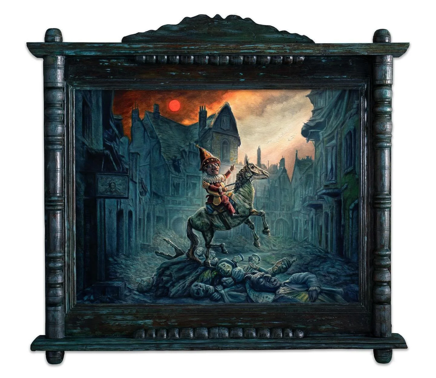 The Champion Of Ashes, lords over his fallen in a kingdom of silence...
&ldquo;Champion of Ashes&rdquo; (16&rdquo;x12&rdquo; oil on panel). 
My new painting will be featured alongside some incredible work in tribute to Zdzisław Beksiński for the upco