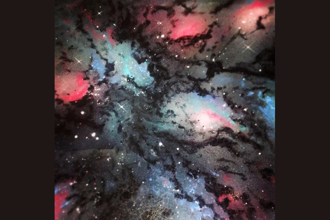 Mixed media piece on canvas - Spray paint, acrylic, oil, inks and resin