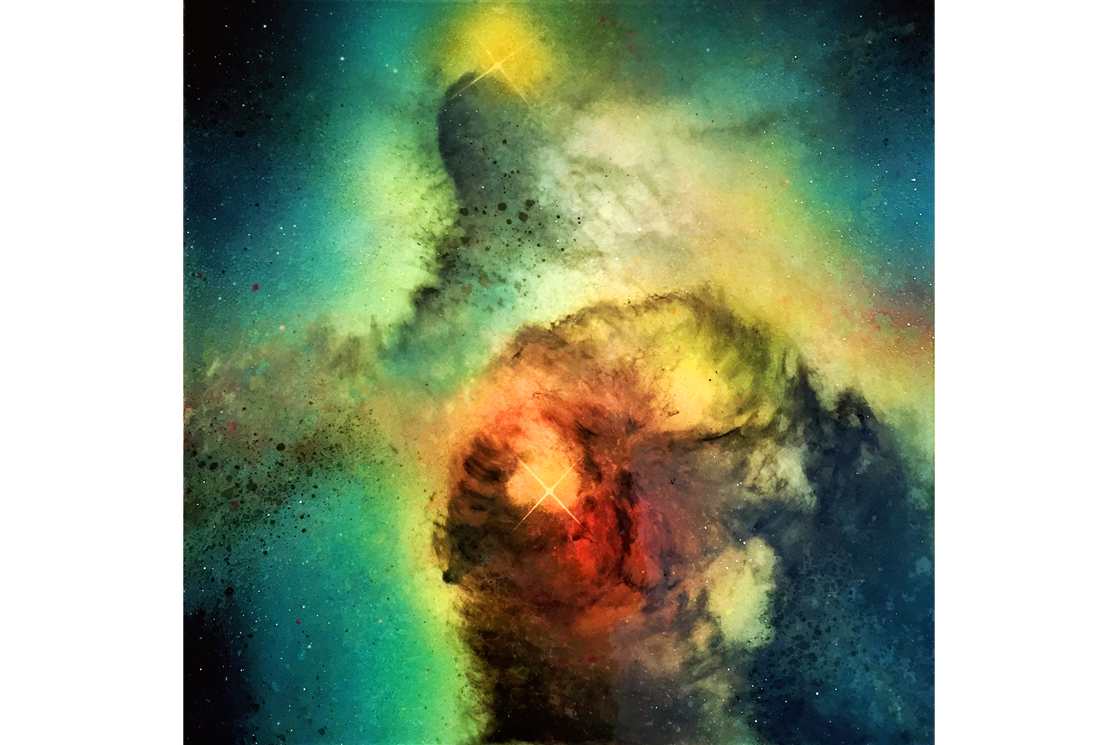 Star Birth - Spray paint, oil, ink and resin on high quality wooden canvas 