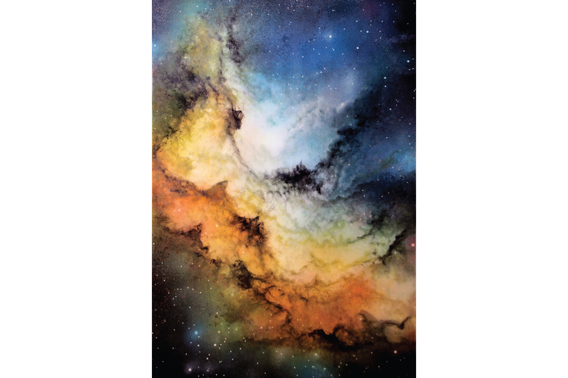Wizard Nebula - Spray paint, oil, ink and resin on high quality wooden canvas 