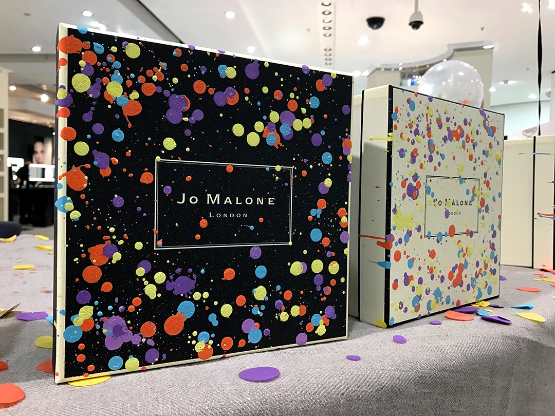 Custom painted boxes for Jo Malone / Poppy Delevingne Poptastic perfume launch