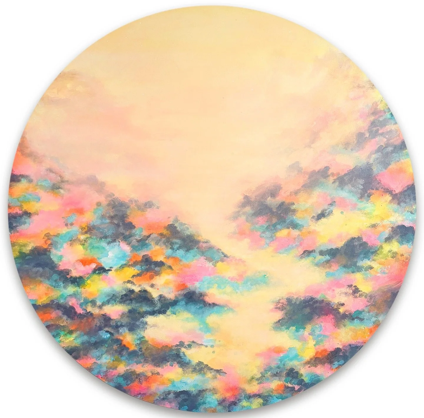 Dreamscape. Spray paint and acrylic on 90x90 cm round canvas.

Available. Dm ffi 

#cheba #bristol #abstract #abstractartist #dream #art #love #bristol #colour #round #canvas #painting #dreamscape #haze #pastel #acrylic #spraypaint