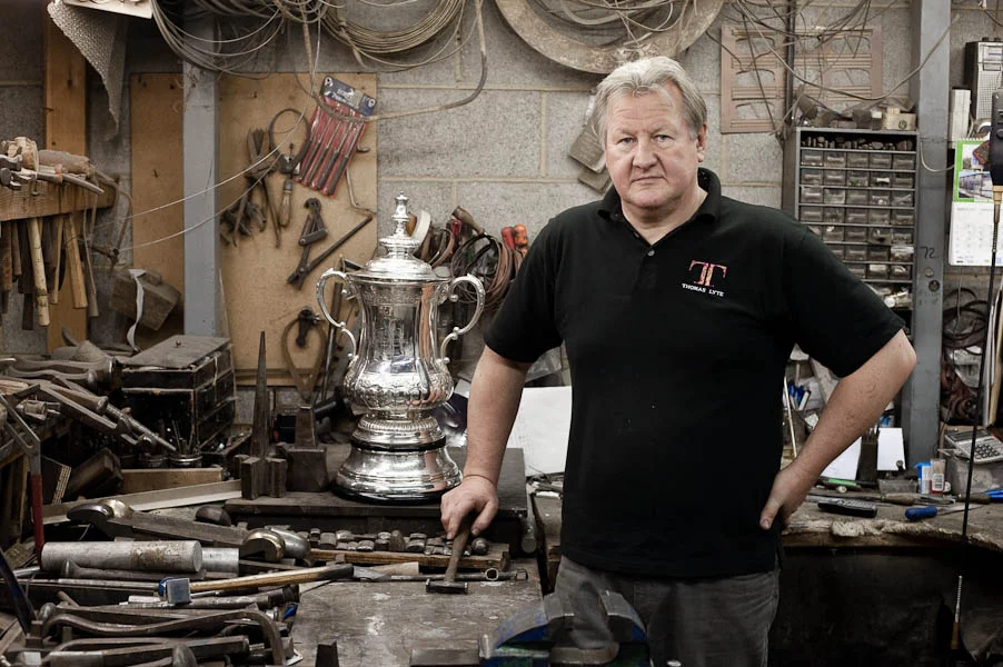 The FA cup is being restored, repaired and pollished after its t