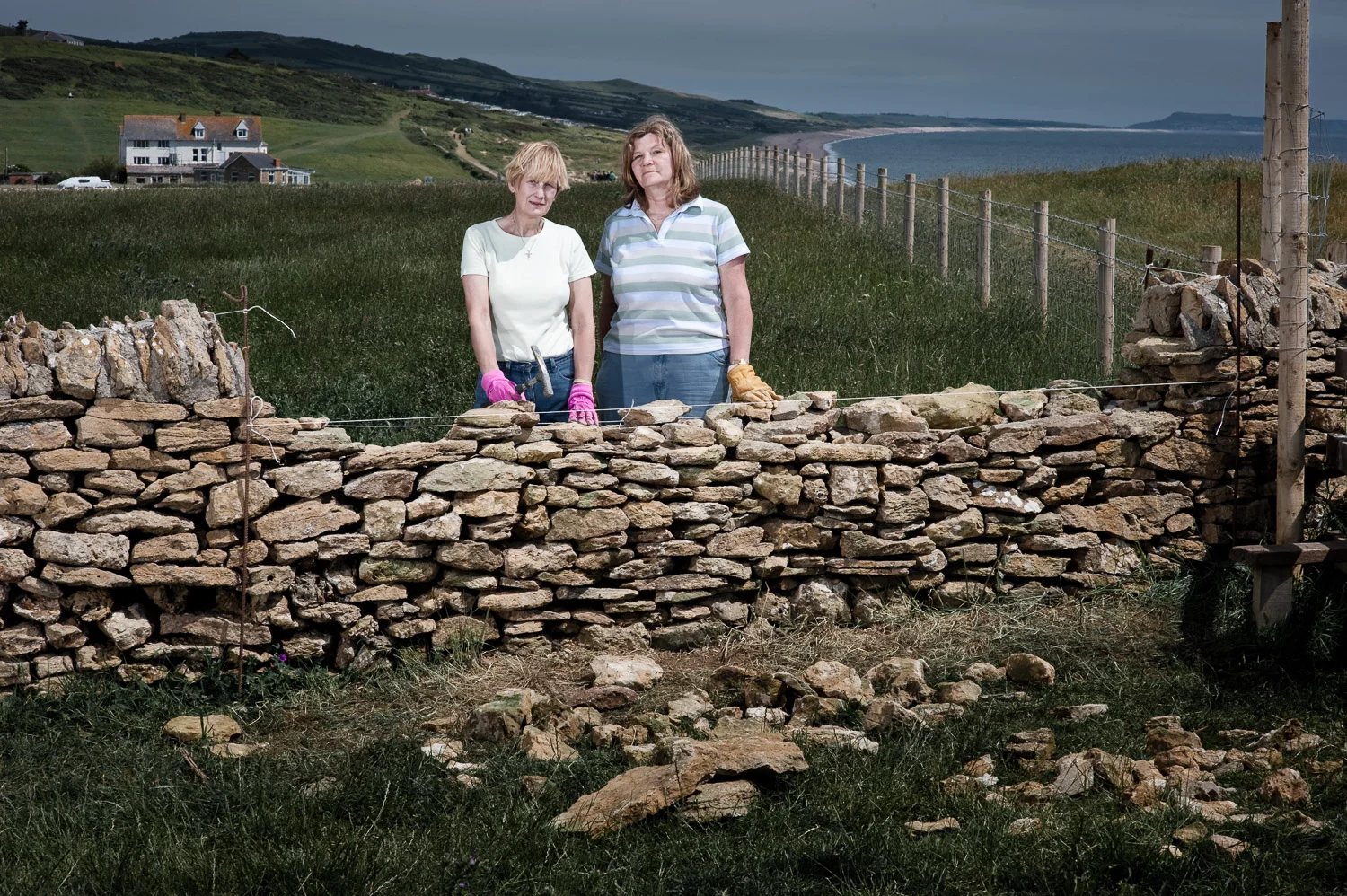 Dry stone walling at the National Trust Burton Bradstock site