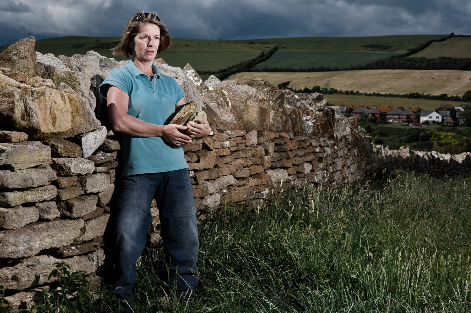 Dry stone walling at the National Trust Burton Bradstock site