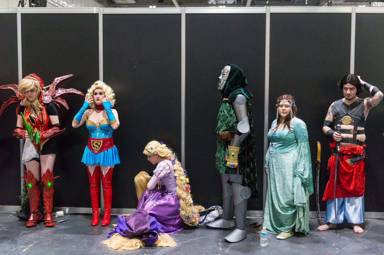 Cosplay finalist waiting to get on stage at the Superhero convention.