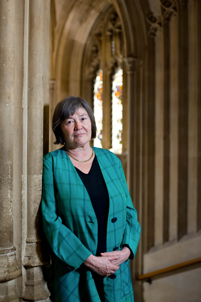 Clare Short MP, photographed in the house of Commons, on the stairs leading to the committee rooms.