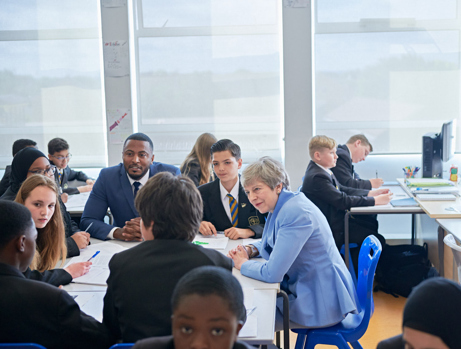 Teresa May visits the Southfields Accademy on her last days in o