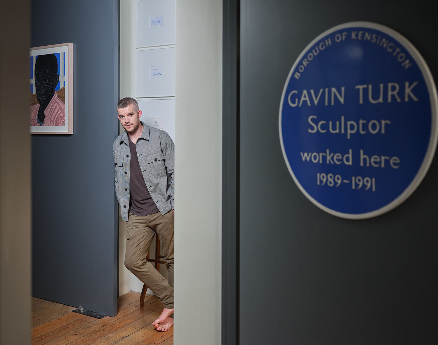 Actor Russell Tovey with his art collection.