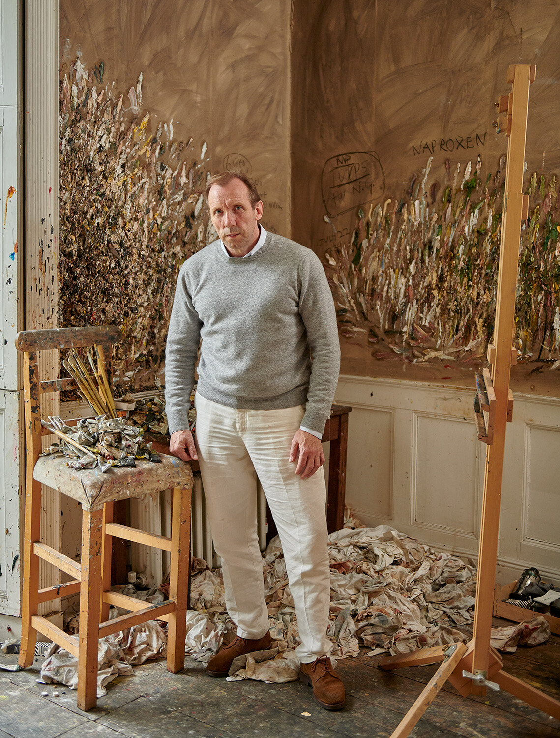 David Dawson in Lucian Freud's studio which hasn't been left unc