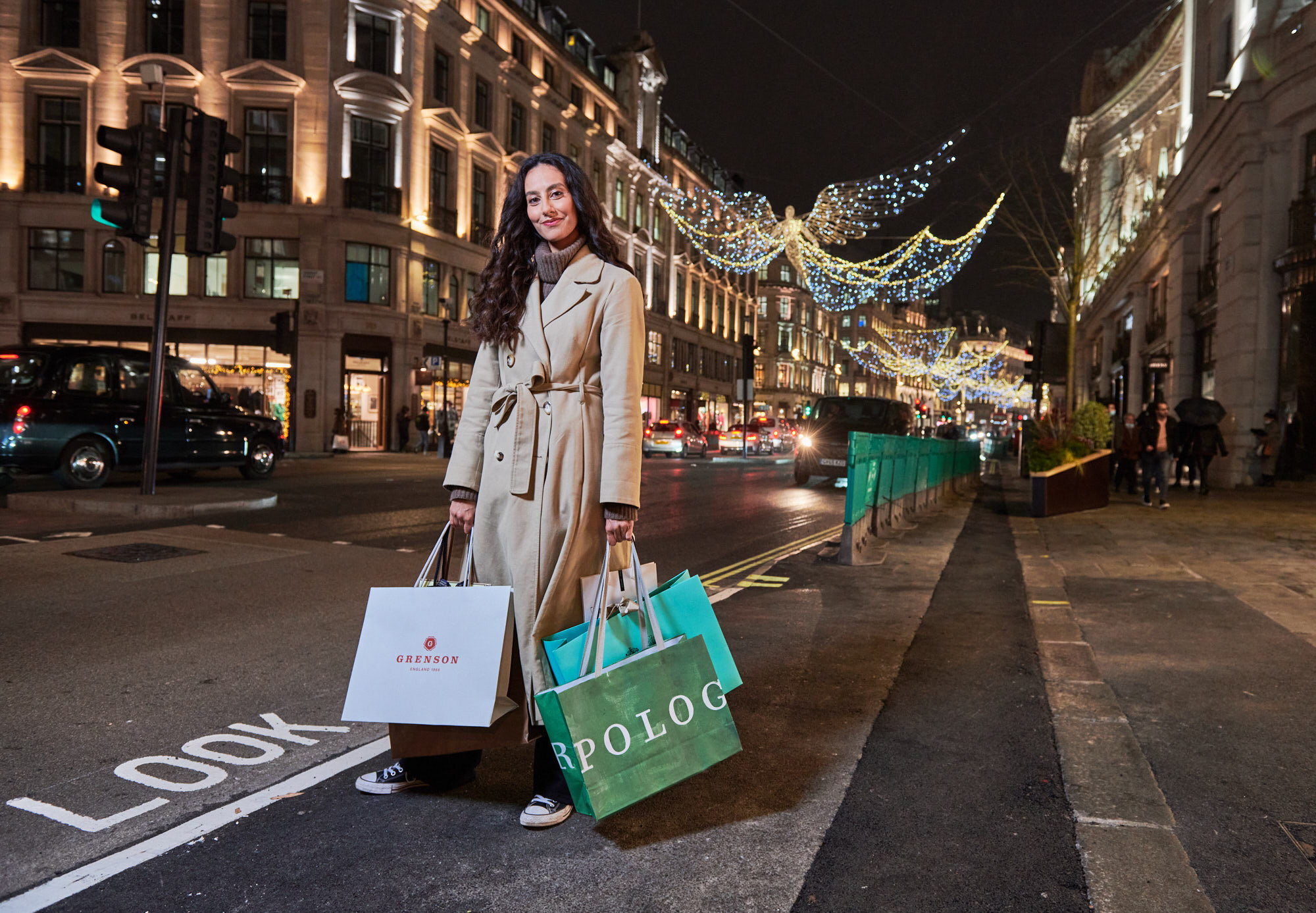 Alice Kemp Habib, christmas shopping in St James and Regents Str