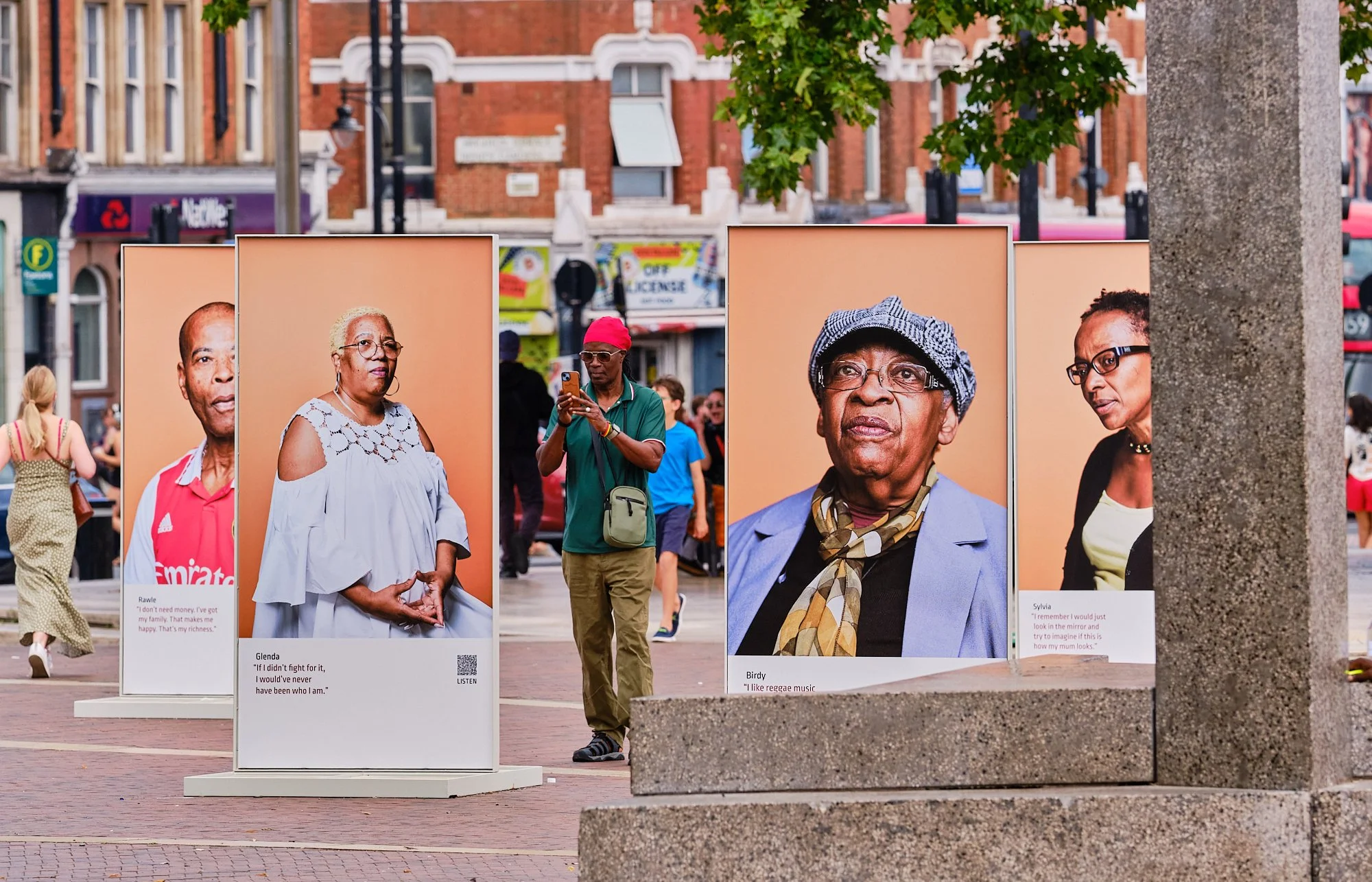 WUS outdoor exhibition in Windrush Square, Brixton