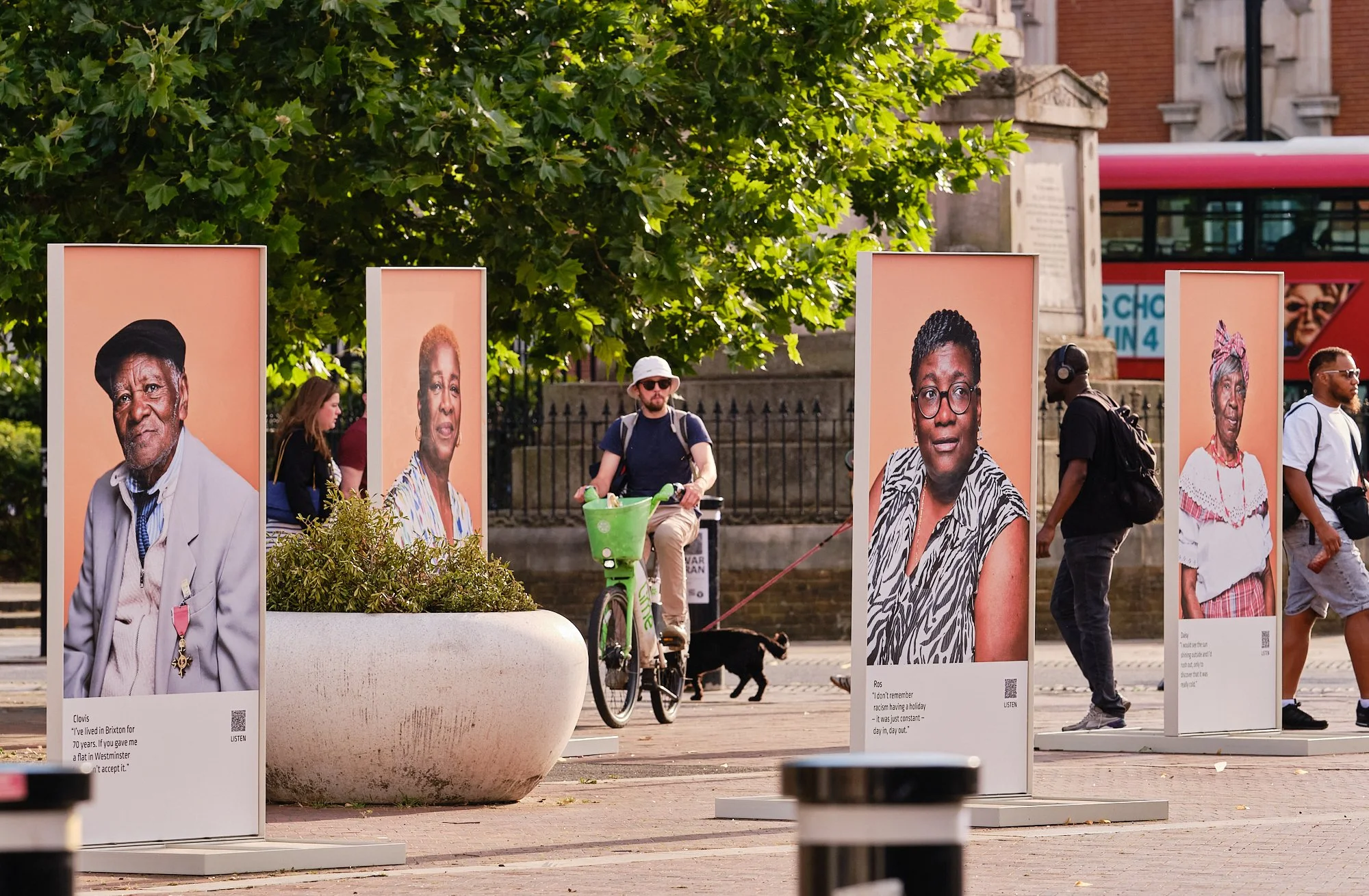WUS outdoor exhibition in Windrush Square, Brixton