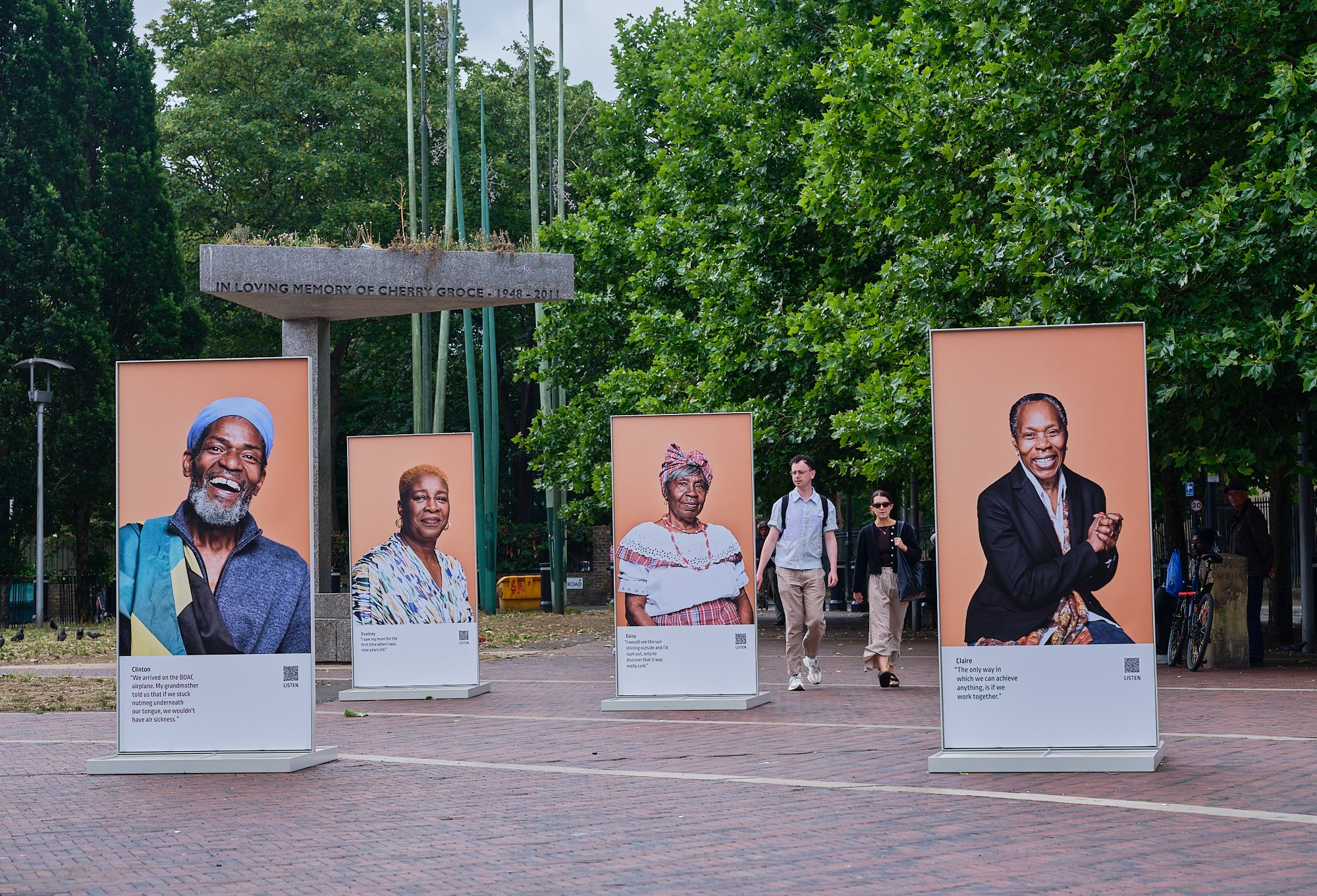 WUS outdoor exhibition in Windrush Square, Brixton