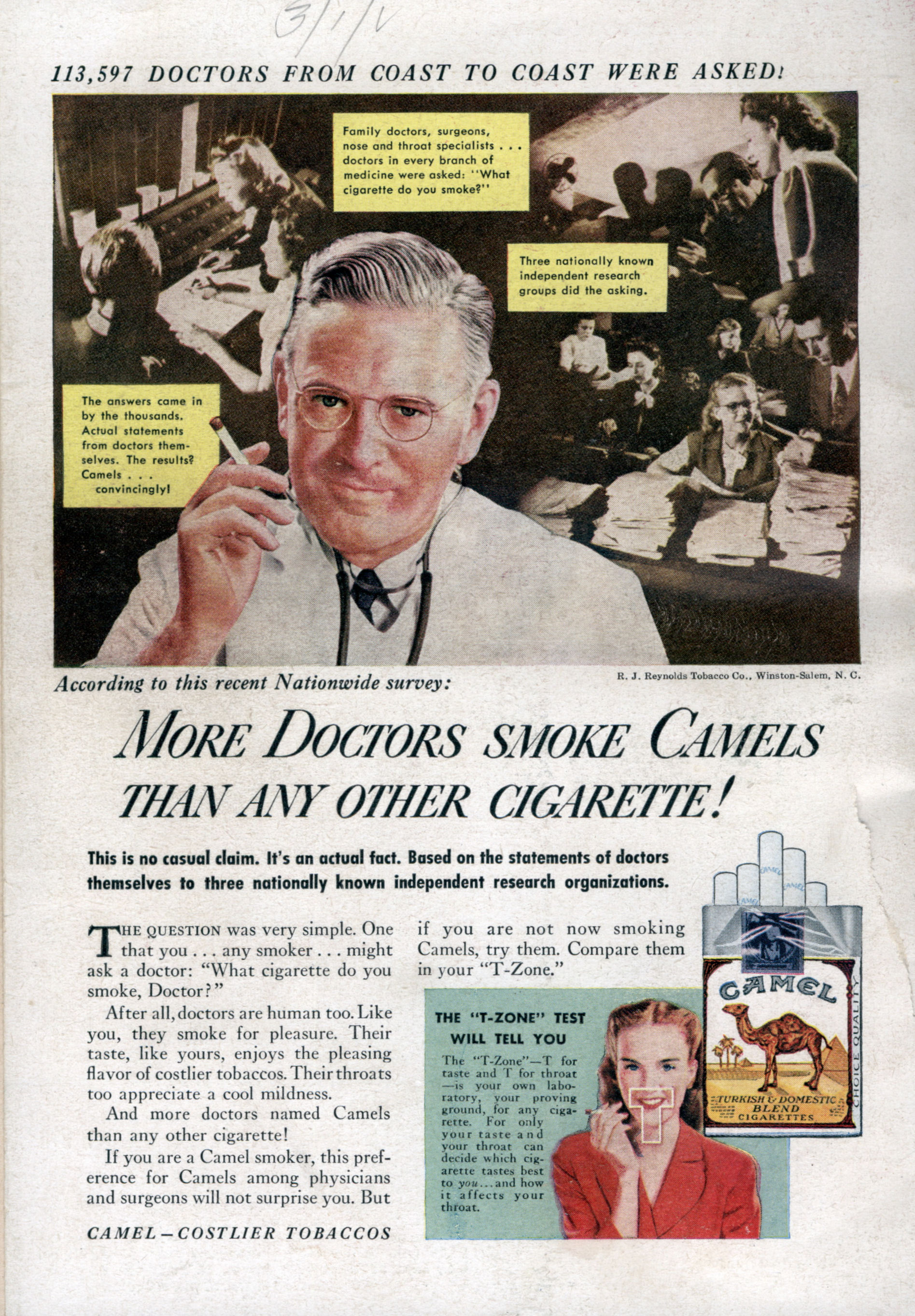 Camel advertising featuring 'expert' endorsement