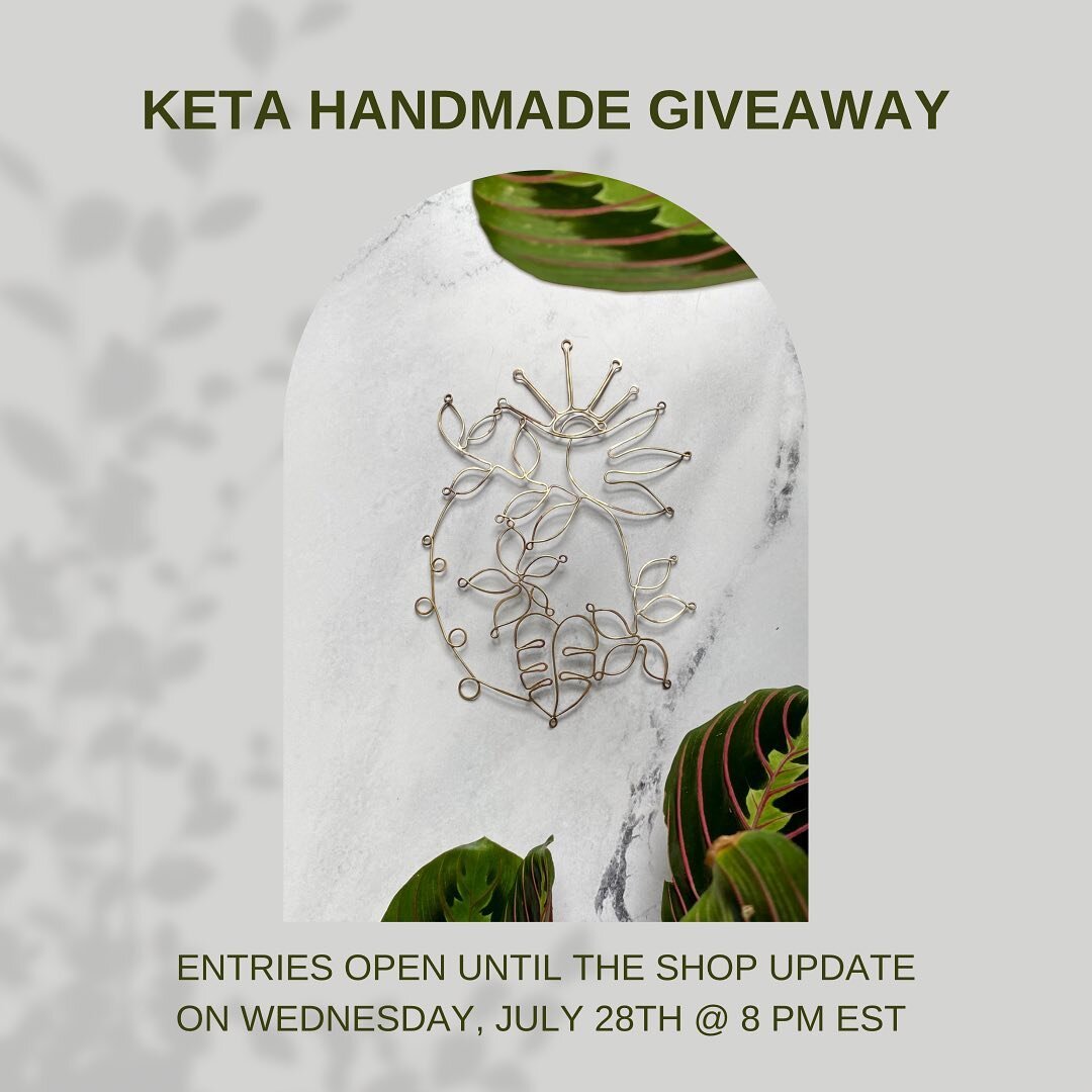 🌿GIVEAWAY TIME🌱

It&rsquo;s been a minute since I&rsquo;ve done a giveaway and I really wanted to thank you all for your continued support!! 

1 winner will win a custom 4&rdquo;x6&rdquo; wire wall hanging -or- a $100 gift card to shop Keta Handmad