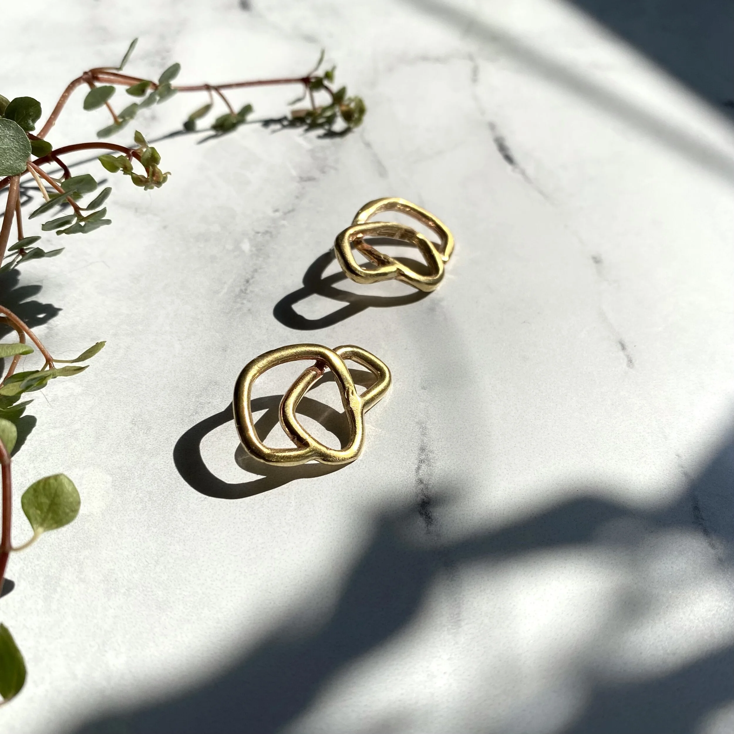 cast bronze knot earrings