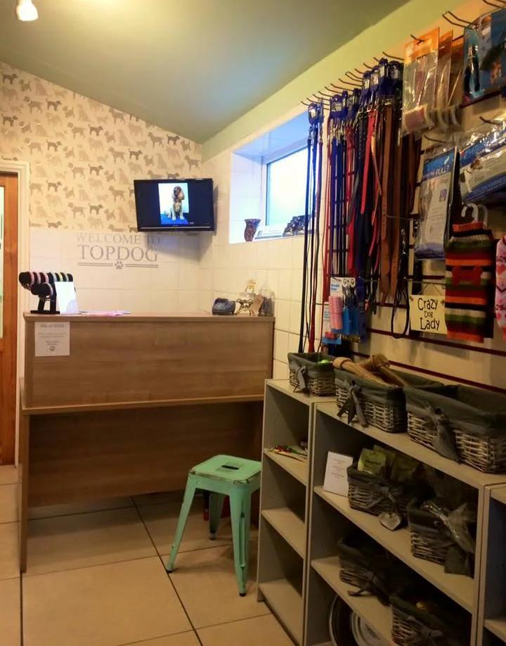 Our newly refurbished reception area is filled with canine treats, toys and everything else your canine could desire after his/her pamper at Topdog.