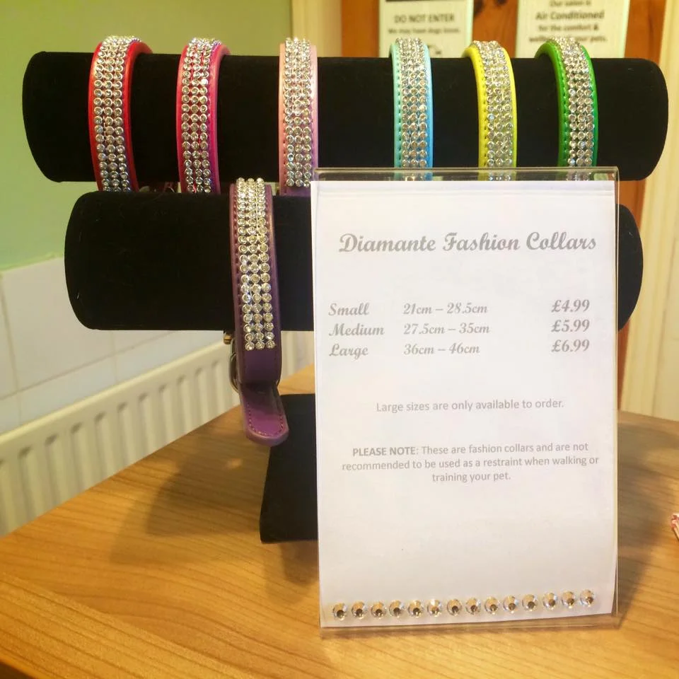 We have a wide selection of canine collars, leads, toys & accessories available.