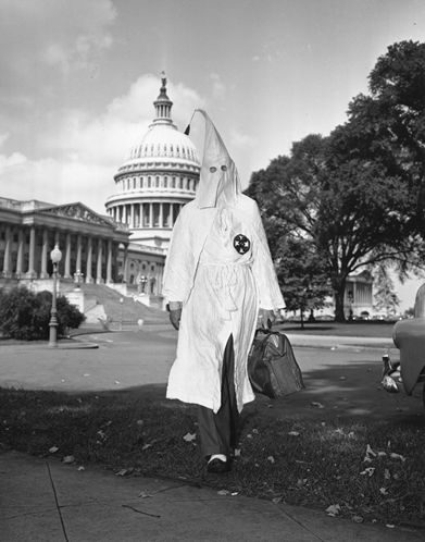 Kennedy undercover with the KKK. Photo from the Associated Press (1947).