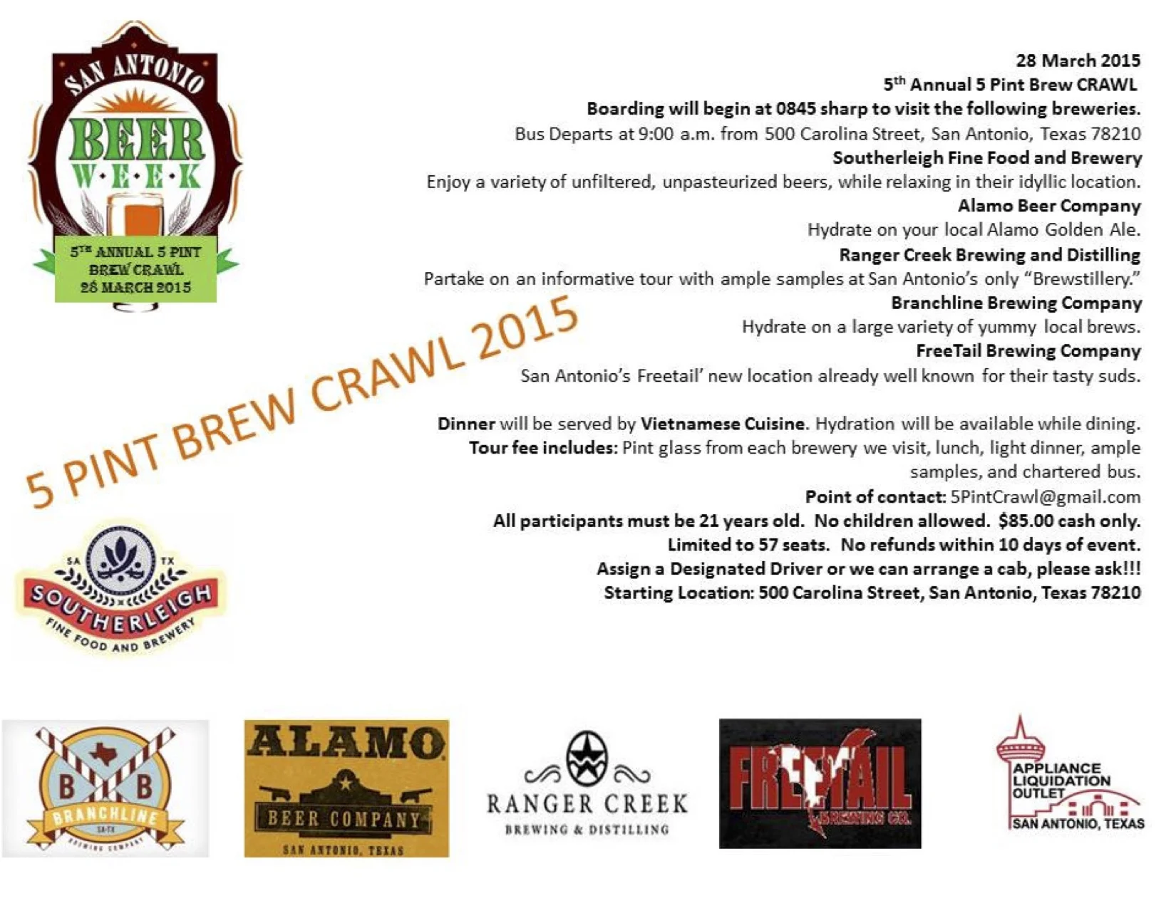 5 Pint Brew Crawl 2015