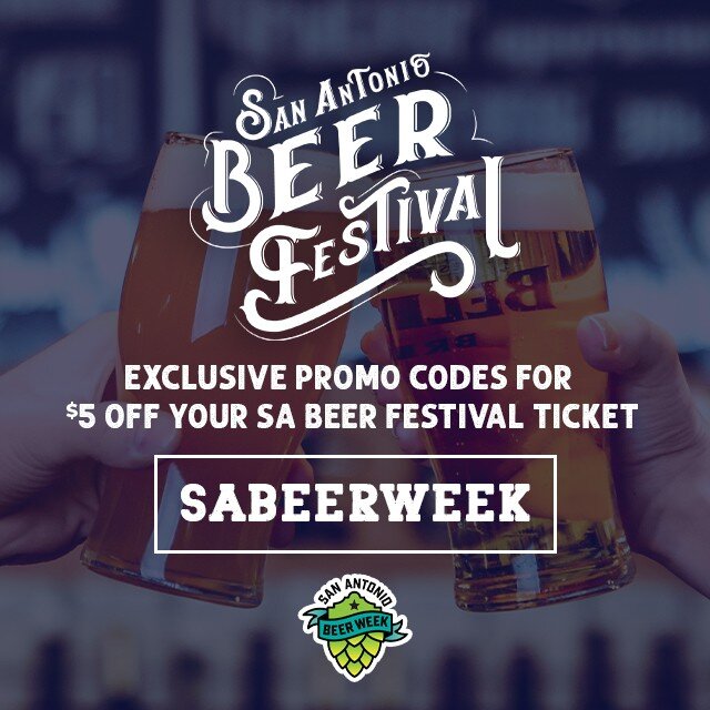 Just a few days left to get your tickets to the San Antonio Beer Festival? Use our exclusive promo code and get $5 off your ticket!

Get your tickets here: https://fb.me/e/2XtPfEuEy