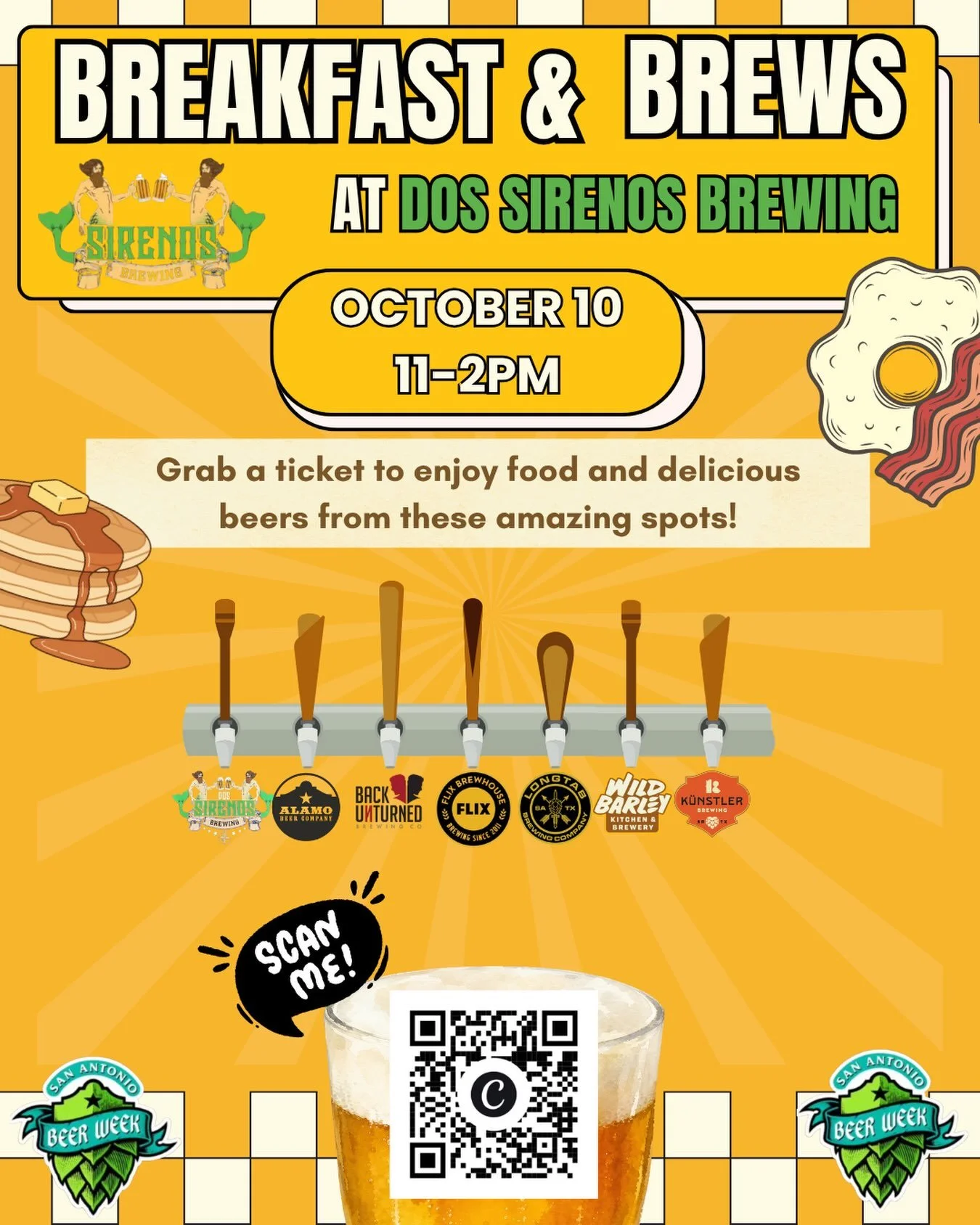 Head on over to the link below or scan the QR code to purchase your tickets for Breakfast and Brews! More info and a chance to win free tickets coming soon! https://www.eventbrite.com/e/breakfast-and-brews-tickets-1999137090854 #notai #sabw #craftbee