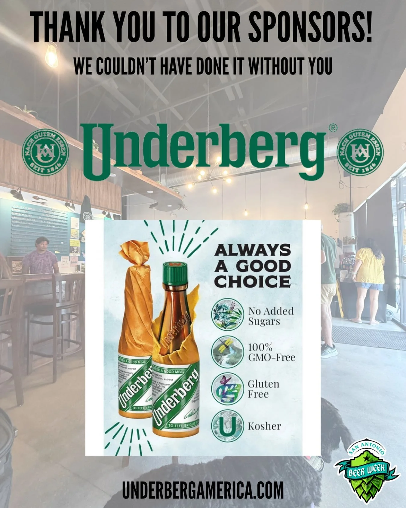 Huge shoutout to @underbergamerica for being SABW 2026&rsquo;s Platinum sponsor! If you&rsquo;ve never had Underberg, don&rsquo;t forget to stop by our booth @sabeerfestival this year as we will be handing out some to some lucky winners. Cheers y&rsq