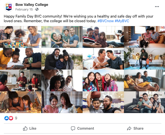 Bow Valley College - Brand Revitalization Social Media Mother's Day