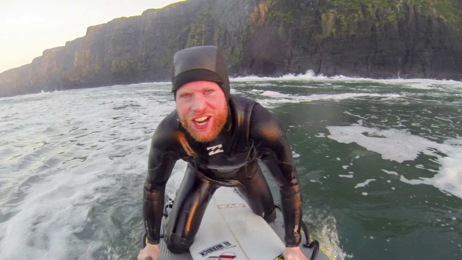 Seamus happy to be on sled after a big wipeout