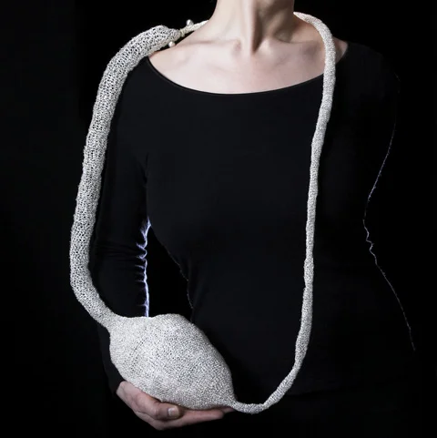   Nest  - sculpture for the body - object for the room - silver 