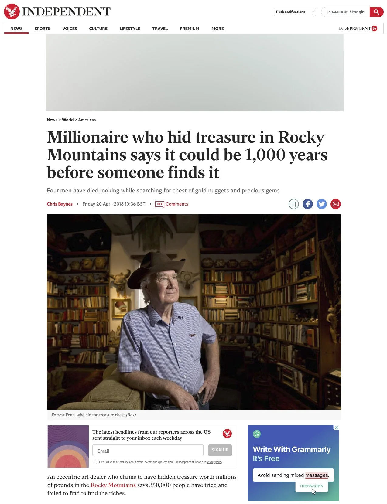 Forrest Fenn / The Independent UK