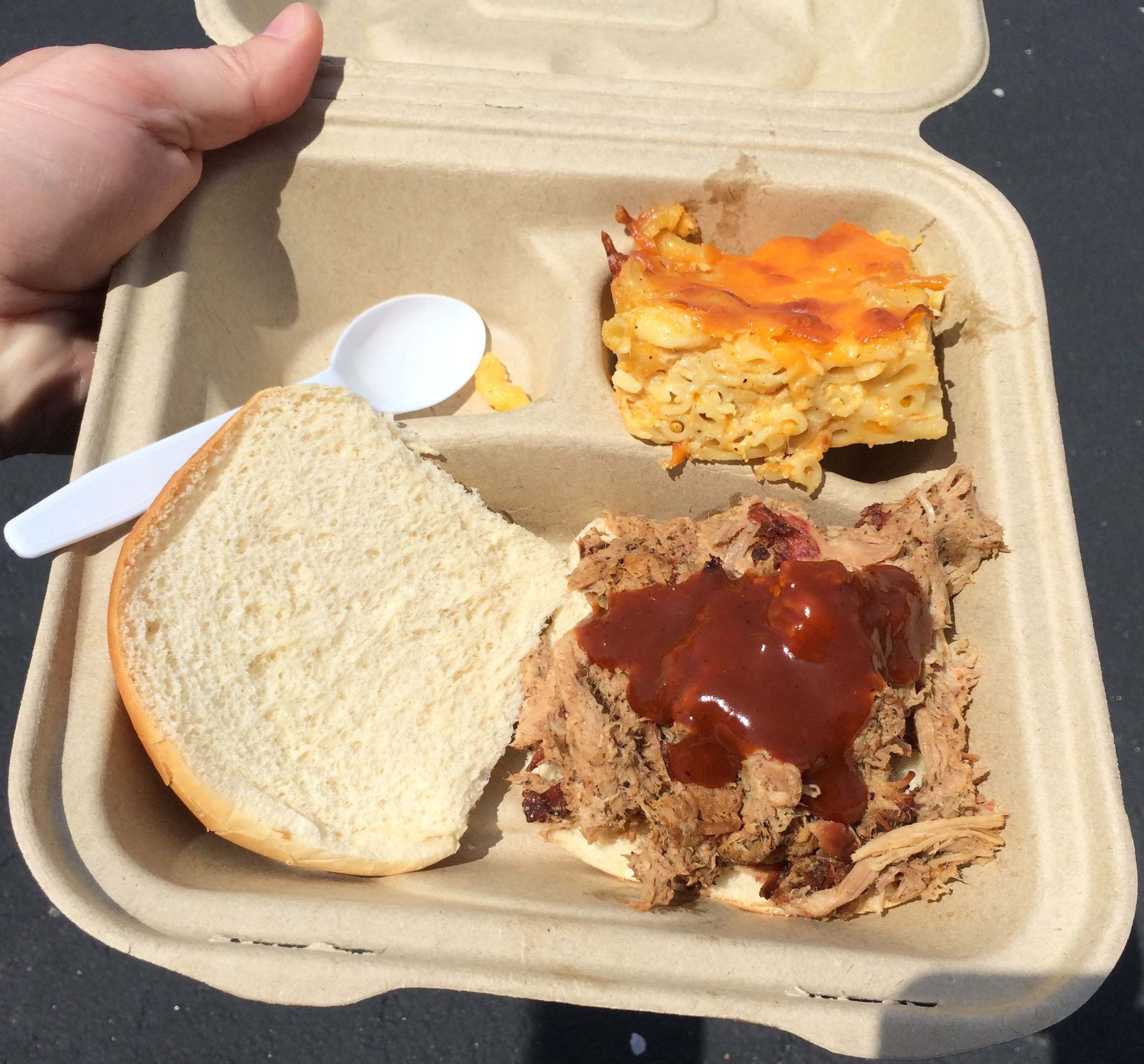 Pulled Pork BBQ Sandwich and Mac & Cheese Pie